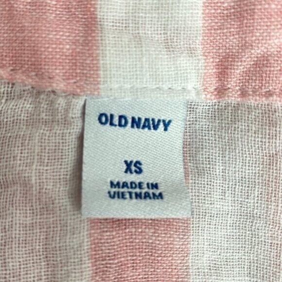 OLD NAVY Womens Striped Linen Cotton Tie Front Button Up Top Pink White Size XS - Picture 4 of 6